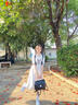 馨瑞緣（XINRUIYUAN）日系學(xué)院風(fēng)甜美軟妹蝴蝶結(jié)連衣裙女學(xué)生韓版寬松中長款短袖A字裙 白色 S 曬單實(shí)拍圖