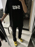 畫(huà)枕眠（HUAZHENMIAN）純黑色彎刀牛仔褲男夏季薄款褲子美式高街直筒微喇褲褲子男款 黑色 S 曬單實(shí)拍圖