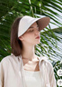 OhSunny遮陽(yáng)帽女雙面蛋卷帽防紫外線(xiàn)戶(hù)外大帽檐運動(dòng)空頂帽子 淡米酪 曬單實(shí)拍圖