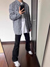 至濤純黑色柳葉微喇彎刀牛仔褲男生夏季美式vibe褲子cleanfit直筒長(zhǎng)褲 純黑色 XL 曬單實(shí)拍圖