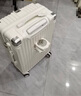 歐遙行李箱次日達小型可登機拉桿旅行箱結實(shí)耐用學(xué)生大容量拉鏈密碼箱 白色【升級加厚】輕音萬(wàn)向輪 20英寸 （便攜掛鉤+USB+水杯架） 曬單實(shí)拍圖