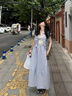 薩拉維夫 SLLAVIF氣質(zhì)套裝女休閑小飛袖襯衫套裝女2025夏新款短外套半裙感兩件套女 藍(lán)紫色 S 曬單實(shí)拍圖