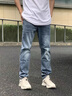 羅蒙牛仔褲男夏季新款冰絲修身直筒褲男薄款高端商務(wù)透氣休閑長褲 6817深藍(lán) 31 （建議120-130斤) 曬單實(shí)拍圖