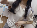 妙奕嘉純棉短袖t恤女夏季新款2025年女士潮流顯瘦遮肚子上衣女生高級感 白色不規(guī)則綁帶蝴蝶結(jié)短袖 L 【建議100-115斤】 曬單實(shí)拍圖