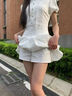 魅姿茉 學(xué)院風(fēng)襯衫連衣裙女 2025新款夏季小個(gè)子甜美短裙收腰小白裙套裝 白色（學(xué)院風(fēng)連衣裙+打底褲） M 曬單實(shí)拍圖