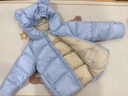 高梵兒童羽絨服黑金5.0鵝絨服男女童寶寶輕薄短款面包服保暖羽絨外套 YT海鹽藍 120 【充絨量101g】 曬單實拍圖