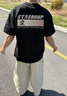 STA系列國潮ins美式條紋間隔S星標春夏季高街印花寬松短袖t恤男女生 黑色 L 曬單實(shí)拍圖