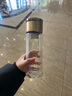 固智索雙層玻璃杯水杯男士商務(wù)茶水分離杯泡茶杯高檔透明茶杯生日禮物 黑色 400ml 曬單實拍圖