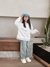 G.DUCKKIDS小黃鴨女童衛(wèi)衣牛仔褲套裝春兒童POLO衫上衣兩件套女孩闊腿褲童裝 麻灰衛(wèi)衣 140 cm 曬單實(shí)拍圖