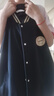 唐獅（TonLion）2024女左胸織標袖子拼色棒球服外套 黑色 M  曬單實(shí)拍圖