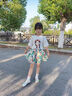 ASK JUNIOR兒童褲子2025夏季新品中大童短褲裙褲碎花休閑褲女童中褲五分褲 綠色 120 曬單實(shí)拍圖