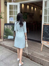 AD藍(lán)色連衣裙女高級(jí)感職業(yè)裝2025夏季穿搭七分袖西裝裙子氣質(zhì)收腰 淺藍(lán)色連衣裙 S 曬單實(shí)拍圖