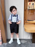 G.DUCKKIDS小黃鴨童裝男童夏季套裝兒童夏裝衣服男孩短袖背帶褲表演服兩件套 白條襯衫+短褲 110 建議4~5歲（100-110cm） 曬單實(shí)拍圖