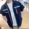 UHX工作服夏裝男女透氣耐磨套裝工廠(chǎng)汽修車(chē)間短袖勞保服上衣定制工裝 【高性?xún)r(jià)比】短袖套裝-藏藍色 XL (175) 曬單實(shí)拍圖