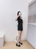 康莉商場(chǎng)同款粗跟單鞋女2025秋新款舒軟真皮一腳蹬中跟女鞋 黑色 35 (225mm) 曬單實(shí)拍圖