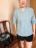 俞兆林媽媽夏裝純棉t恤洋氣貴夫人套裝兩件套中老年女夏季棉麻短袖上衣 YX-2315 藍(lán)色【單上衣】 2XL 【建議105-120斤】 曬單實(shí)拍圖