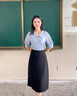 伯德小姐面試半身裙女職業(yè)公務(wù)工裝半裙正裝包臀長裙a字黑色裙子 曬單實拍圖