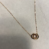 周六福（ZLF）  18K金項(xiàng)鏈女款環(huán)環(huán)相扣系列玫瑰金簡約時(shí)尚雙環(huán)鎖骨  0.85g-紅色 曬單實(shí)拍圖