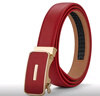 WILLIAMPOLO保羅皮帶女款自動(dòng)扣真皮皮帶時(shí)尚簡(jiǎn)約百搭腰帶女款褲帶 金扣紅帶 曬單實(shí)拍圖