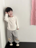 班喜迪女童長袖t恤春秋款2025新款女寶寶公主娃娃領(lǐng)上衣兒童打底衫秋季 米白色 100 曬單實拍圖