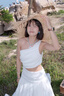小野七天法式小眾高級(jí)清冷感海邊度假連衣裙女白色斜肩露腰氛圍感超仙長(zhǎng)裙 白色 M 曬單實(shí)拍圖