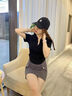 浪莎女士短袖T恤女V領(lǐng)夏季時(shí)尚百搭高級感灰色半袖上衣短款修身打底衫 曬單實(shí)拍圖