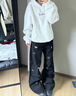 LEMANISMlemanism卡通小狗刺繡水洗牛仔褲男2025春季情侶直筒褲寬松休閑褲 黑色 L 曬單實拍圖