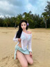 JIOESC海邊罩衫夏季女防曬衣新款微透小心機白色罩衫純欲辣妹寬松長袖T 白色【長袖薄款微透】 均碼 曬單實拍圖