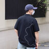 GXG男裝 側(cè)邊花卉刺繡設(shè)計(jì)翻領(lǐng)polo男上衣 24夏 黑色 175/L 曬單實(shí)拍圖