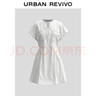 UR春季新款女裝簡(jiǎn)約氣質(zhì)系帶抽褶短袖連衣裙UYU750002 本白 (微透) L 曬單實(shí)拍圖
