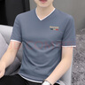 HXZH高檔男裝 短袖t恤男夏季中青年雞心領休閑薄款夏裝體恤v領上衣服 深灰色 3XL (160-175斤) 曬單實拍圖