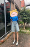 紅蜻蜓五分牛仔短褲女夏季薄款2025年新款高腰寬松辣妹女士闊腿中褲子 淺藍(lán)色 L 曬單實(shí)拍圖