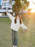 詩(shī)丹蕊美式小碎花立領(lǐng)扣子棉服女2025新款冬季加厚羽棉襖絨服面包服外套 白色 均碼 【可備注碼數】 曬單實(shí)拍圖
