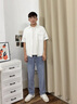 馬克華菲工裝短袖襯衫男士夏季薄款半袖外套男美式冰絲休閑襯衣T恤男上衣 曬單實(shí)拍圖