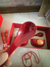 貝柚結(jié)婚碗筷套裝 結(jié)婚手提禮盒裝喜碗新娘家陪嫁用品套裝婚禮酒紅色 金喜款_全紅碗筷勺套裝【帶禮盒 曬單實(shí)拍圖