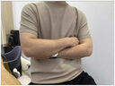羅蒙（ROMON）春夏季針織T恤男潮牌短袖男士新款痞帥修身半截袖潮流半袖體恤薄t 卡其色 主圖款 XL 建議145斤內(nèi) 曬單實(shí)拍圖
