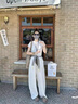 魯雅爾甜美風闊腿褲女夏季薄款慵懶松弛感休閑褲小個子氣質(zhì)直筒速干褲 白色 M 曬單實拍圖