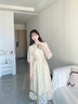 香影通勤黃色連衣裙女2025夏秋新款簡單大方氣質泡泡袖印花中長裙 黃花 S 155/80A/85-95斤 曬單實拍圖