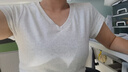 別語修身t恤女夏季新款收腰正肩顯瘦內(nèi)搭V領(lǐng)短袖上衣 灰色 2XL  曬單實(shí)拍圖