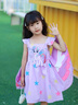 G.DUCKKIDS小黃鴨童裝女童吊帶連衣裙夏季兒童棉布裙女寶寶夏裝翅膀公主裙子 紫色 110 (建議98-105cm 3-4周歲） 曬單實(shí)拍圖