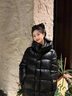 潮衣控黑色亮面羽絨服女中長款白鵝絨加厚冬2025年新款黑金過膝免洗外套 黑色 S 【適合80-100斤】 曬單實拍圖