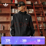 adidas經(jīng)典三條紋運動連帽夾克外套男女春季新款阿迪達斯三葉草 黑色   L 曬單實拍圖