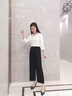 冰絲闊腿褲女2025夏季高腰寬松直筒褲加肥加大寬松女褲薄款褲子潮 黑色【九分褲】高端冰絲闊腿 L 【120-140】斤可穿 曬單實拍圖