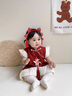迪士尼（Disney）童裝周歲禮服女寶寶夏季嬰兒衣服0-6個月百日宴衣服新生兒抓周服 紅色 80cm 碼適合9-12月(75-85cm) 曬單實拍圖
