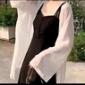 Jret雪紡防曬衣女開(kāi)衫薄款女配吊帶裙子外搭罩衫夏披肩小坎肩薄紗外套 杏色 XL 曬單實(shí)拍圖