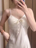 莫代爾性感睡衣女2025年春夏季新款純欲風(fēng)冰絲綢帶胸墊蕾絲吊帶睡裙睡袍 [絲綢款]奶黃色(睡裙+睡袍)2件套 XL 170(建議體重120-140斤) 曬單實(shí)拍圖