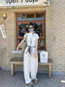 魯雅爾甜美風闊腿褲女夏季薄款慵懶松弛感休閑褲小個子氣質(zhì)直筒速干褲 白色 M 曬單實拍圖