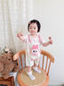 班喜迪嬰兒衣服夏裝嬰幼兒連體衣短袖公主寶寶哈衣爬服夏季假兩件外出服 粉色 80cm 曬單實拍圖
