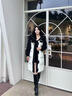 鴨鴨羽絨服女中長(zhǎng)款2025年冬季中長(zhǎng)款寬松東北加厚韓版撞色保暖外套 白色 M (建議100-130斤) 曬單實(shí)拍圖