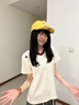 LDBE正肩撞色V領(lǐng)短袖T恤女夏季美式復(fù)古學(xué)院風(fēng)微寬松設(shè)計(jì)感刺繡上衣潮 杏色 S 【95斤以內(nèi)】 曬單實(shí)拍圖
